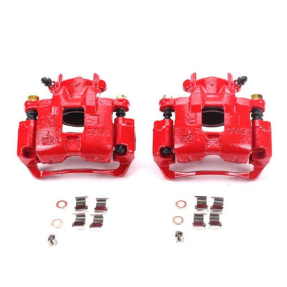 Power Stop Front Red Calipers w/Brackets Pair Mitsubishi Lancer 2002 - 2007 | S2680 - JDMuscleBrake Caliper Adapter BracketspsbS2680