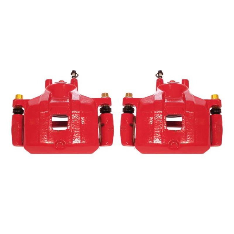 Power Stop Front Red Calipers w/Brackets Pair Mitsubishi Lancer 2008 - 2017 | S5032C - JDMuscleBrake Caliper Adapter BracketspsbS5032C