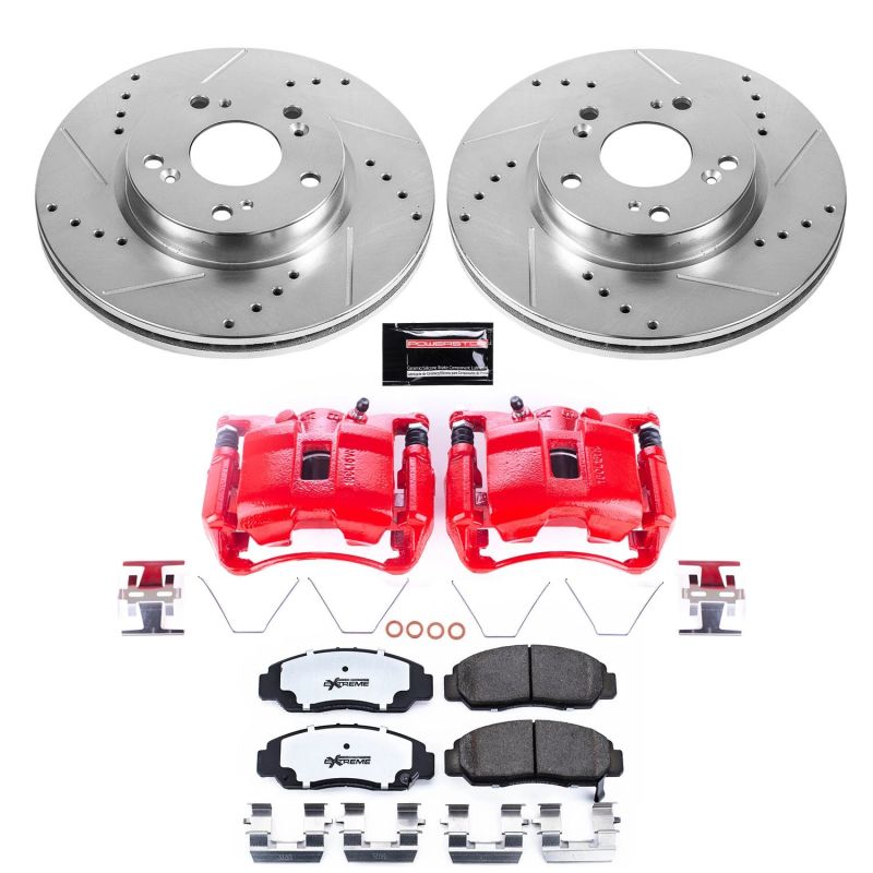 Power Stop Front Z26 Street Brake Kit w/ Calipers Honda Civic 2012 - 2015 | KC6766 - 26 - JDMuscleBrake KitspsbKC6766-26