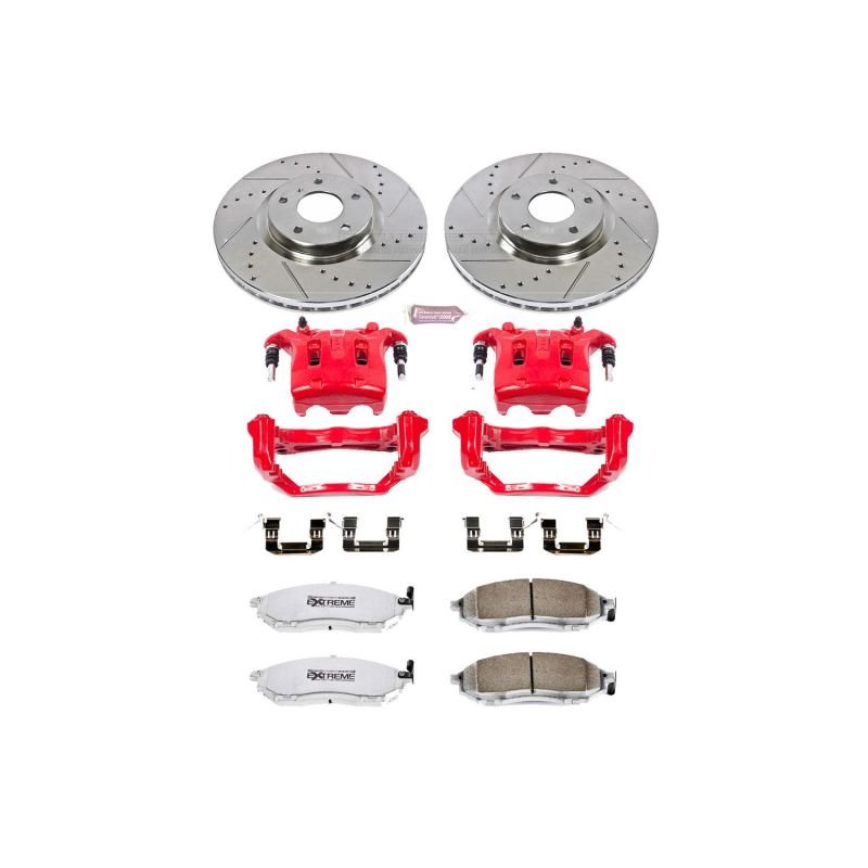 Power Stop Front Z26 Street Brake Kit w/ Calipers Infiniti M35 2006 - 2010 / M45 2006 - 2010 / G35 2007 - 2008 / EX35 2008 - 2012 / G37 2009 - 2013 / G25 2011 - 2012 / M37 2011 - 2013 / M56 2011 - 2013 / Q70 2014 - 2019 / Nissan 350Z 2009+ / 370Z 2009 - 2019 | KC112B - 26 - JDMuscleBrake KitspsbKC112B-26