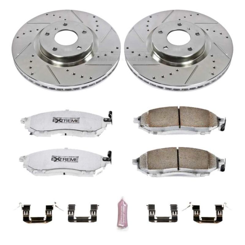 Power Stop Front Z26 Street Warrior Brake Kit Infiniti M35 2006 - 2012 / M45 2006 - 2010 / G35 2005 - 2008 / EX35 2008 - 2012 / G25 2011 - 2012 / G37 2011 - 2013 / Nissan 350Z 2006 - 2009 / 370Z 2009 - 2019 | K112 - 26 - JDMuscleBrake KitspsbK112-26