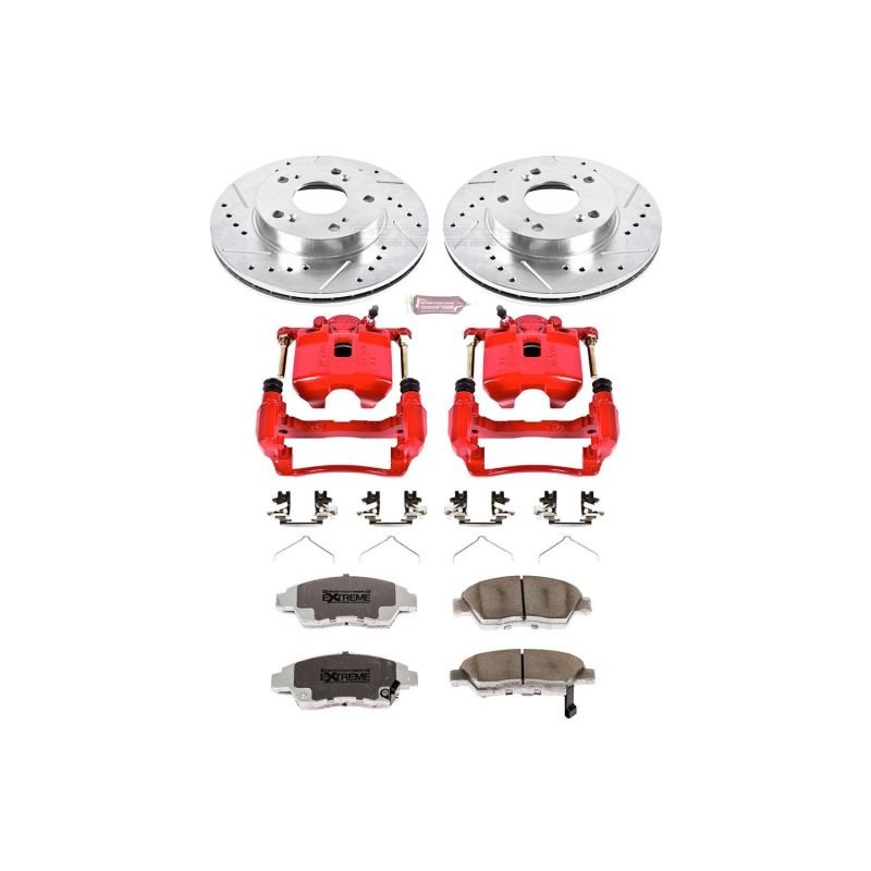 Power Stop Front Z26 Street Warrior Brake Upgrade Kit w/ Calipers Honda Civic 2006 - 2011 | KC2389 - 26 - JDMuscleBrake KitspsbKC2389-26