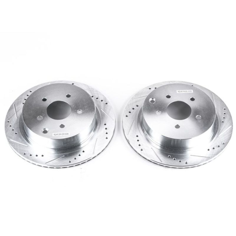 Power Stop Rear Evolution Drilled & Slotted Rotors - Pair Infiniti FX35 2003 - 2012 / FX45 2003 - 2008 / M37 2011 - 2013 / Q50 2014 - 2020 / Q60 2017 - 21 / Q70L 15 - 2017 / Nissan Murano 2003 - 21 / Qest 2004 - 2017 / Pathfinder 2013 - 2019 | JBR981XPR - JDMuscleBrake RotorspsbJBR981XPR
