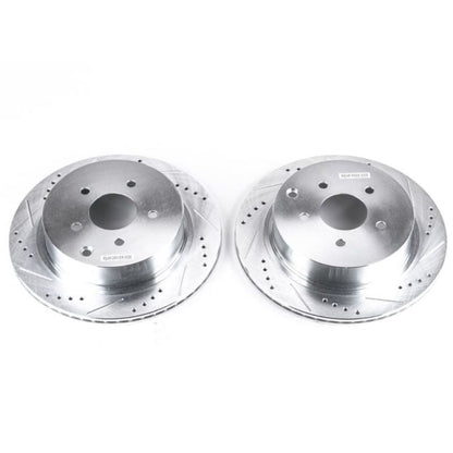 Power Stop Rear Evolution Drilled & Slotted Rotors - Pair Infiniti FX35 2003 - 2012 / FX45 2003 - 2008 / M37 2011 - 2013 / Q50 2014 - 2020 / Q60 2017 - 21 / Q70L 15 - 2017 / Nissan Murano 2003 - 21 / Qest 2004 - 2017 / Pathfinder 2013 - 2019 | JBR981XPR - JDMuscleBrake RotorspsbJBR981XPR