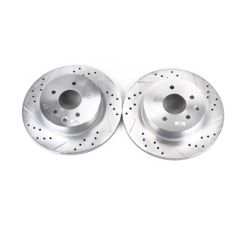 Power Stop Rear Evolution Drilled & Slotted Rotors Pair Infiniti G35 2005 - 2008 / M35 2006 - 2010 / M45 2006 - 2010 / EX35 2008 - 2012 / G25 2011 - 2012 / G37 2011 - 2013 / Nissan 350Z 2006 - 2009 / 370Z 2009 - 2019 / Maxima 2009 - 21 | JBR1144XPR - JDMuscleBrake RotorspsbJBR1144XPR