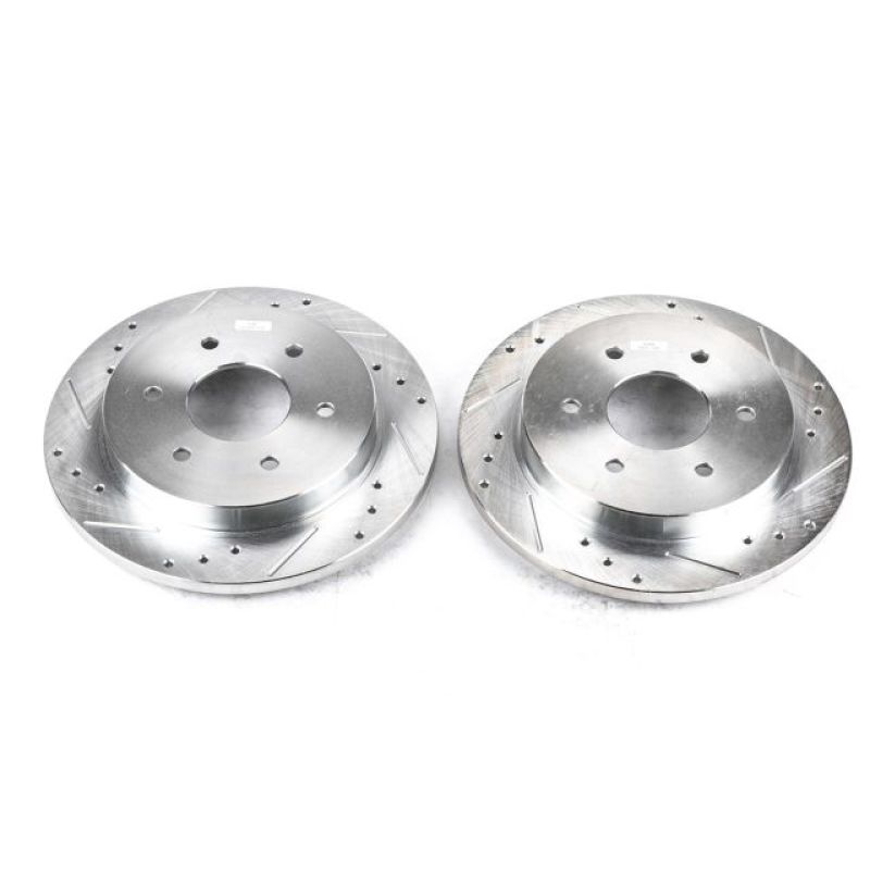 Power Stop Rear Evolution Drilled & Slotted Rotors Pair Infiniti QX56 2004 - 2010 / Nissan Pathfinder Armada 2004 / Armada 2005 - 2018 / Titan 2004 - 2015 | JBR994XPR - JDMuscleBrake RotorspsbJBR994XPR