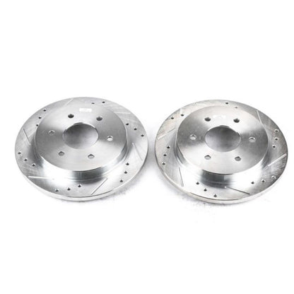 Power Stop Rear Evolution Drilled & Slotted Rotors Pair Infiniti QX56 2004 - 2010 / Nissan Pathfinder Armada 2004 / Armada 2005 - 2018 / Titan 2004 - 2015 | JBR994XPR - JDMuscleBrake RotorspsbJBR994XPR