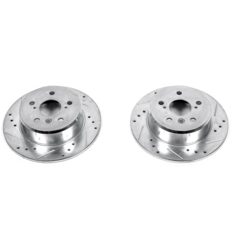 Power Stop Rear Evolution Drilled & Slotted Rotors Pair Lexus ES300 1992 - 1996 / RX300 1999 - 2003 / Toyota Camry 1992 - 1996 / Highlander 2001 - 2003 | JBR713XPR - JDMuscleBrake RotorspsbJBR713XPR
