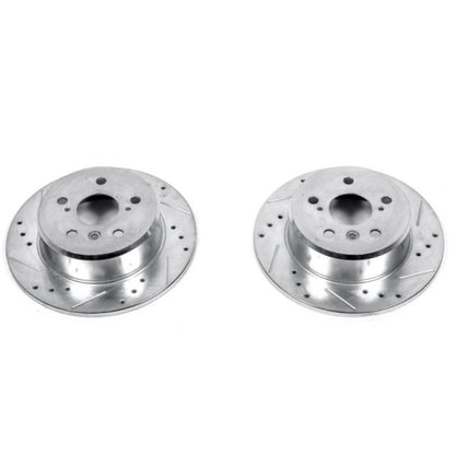 Power Stop Rear Evolution Drilled & Slotted Rotors Pair Lexus ES300 1992 - 1996 / RX300 1999 - 2003 / Toyota Camry 1992 - 1996 / Highlander 2001 - 2003 | JBR713XPR - JDMuscleBrake RotorspsbJBR713XPR