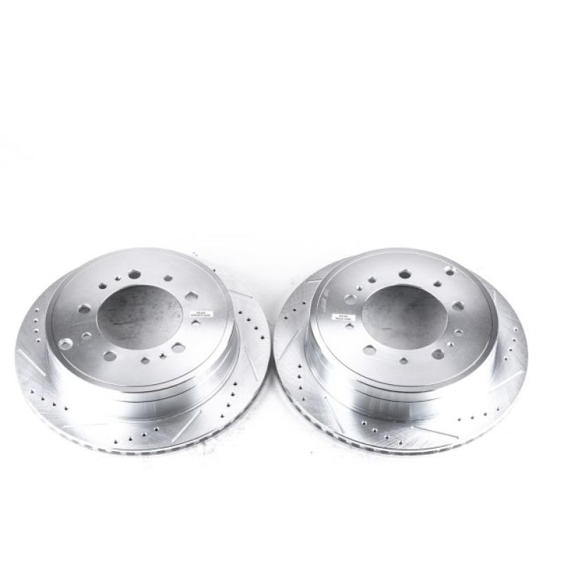 Power Stop Rear Evolution Drilled & Slotted Rotors Pair Lexus LX570 2008 - 21 / Toyota Tundra 2007 - 21 / Land Cruiser 2008 - 21 / Sequoia 2008 - 21 | JBR1355XPR - JDMuscleBrake RotorspsbJBR1355XPR