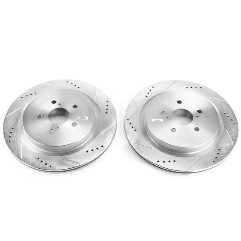 Power Stop Rear Evolution Drilled & Slotted Rotors Pair Lexus RX350 2016 - 21 / RX350L 2018 - 21 / RX450h 2016 - 21 / RX450hL 2018 - 21 / LS500 2018 - 2020 / LS500h 2018 - 2019 | JBR1737XPR - JDMuscleBrake RotorspsbJBR1737XPR