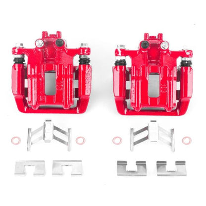 Power Stop Rear Red Calipers w/ Brackets Pair Honda CR - V 2005 - 2006 | S2910 - JDMuscleBrake Caliper Adapter BracketspsbS2910