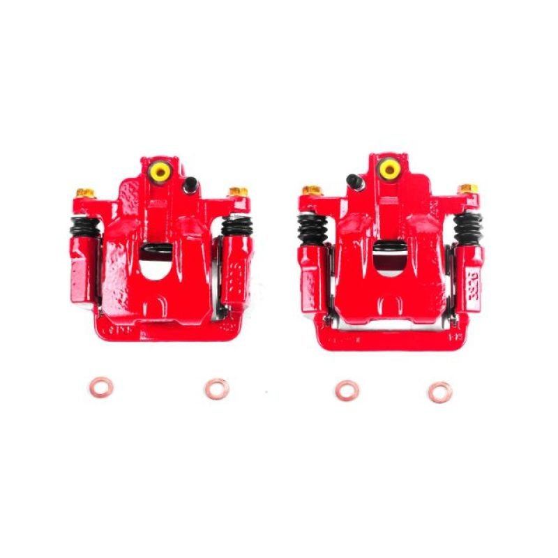 Power Stop Rear Red Calipers w/ Brackets Pair Honda Odyssey 2002 - 2004 | S2676 - JDMuscleBrake Caliper Adapter BracketspsbS2676