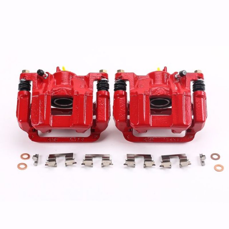 Power Stop Rear Red Calipers w/ Brackets Pair Honda Odyssey 2011 - 2017 | S6446 - JDMuscleBrake Caliper Adapter BracketspsbS6446