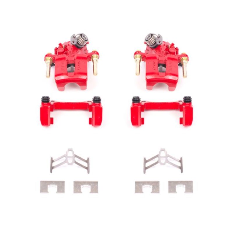 Power Stop Rear Red Calipers w/ Brackets Pair Honda Prelude 1992 - 2001 | S1612 - JDMuscleBrake Caliper Adapter BracketspsbS1612