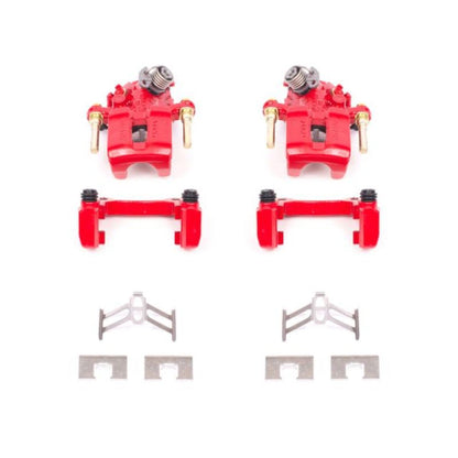 Power Stop Rear Red Calipers w/ Brackets Pair Honda Prelude 1992 - 2001 | S1612 - JDMuscleBrake Caliper Adapter BracketspsbS1612