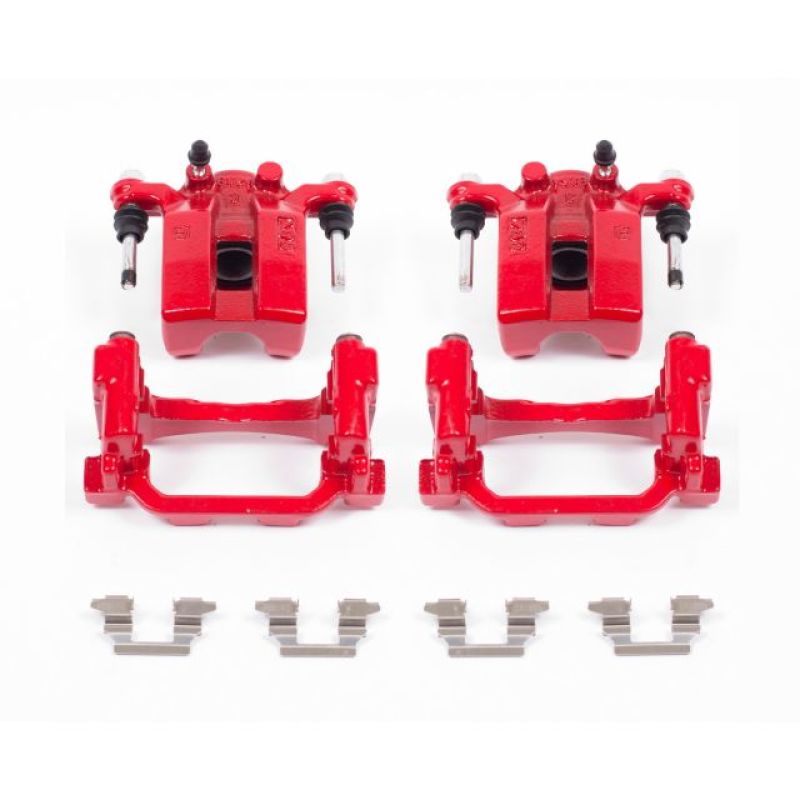 Power Stop Rear Red Calipers w/ Brackets Pair Infiniti G35 2007 - 2008 / G37 2008 - 2013 / Q60 2014 - 2015 | S3738 - JDMuscleBrake Caliper Adapter BracketspsbS3738