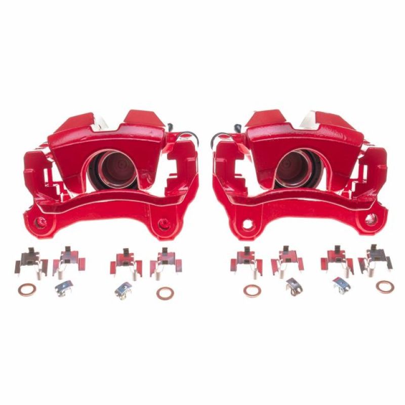 Power Stop Rear Red Calipers w/ Brackets Pair Lexus GS350 2013 - 2019 / GS450H 2013 - 2018 / IS350 2014 - 2019 / RC350 15 - 2020 / GS200t 2016 - 2017 / IS200t 2016 - 1017 / IS300 2016 - 2019 / RC200t 2016 - 2017 / RC300 2016 - 2019 | S7140 - JDMuscleBrake Caliper Adapter BracketspsbS7140