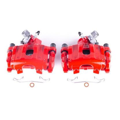 Power Stop Rear Red Calipers w/ Brackets Pair Mazda 3 S 2004 - 2013 / 3 Mazdaspeed 2007 - 2013 | S2954A - JDMuscleBrake Caliper Adapter BracketspsbS2954A