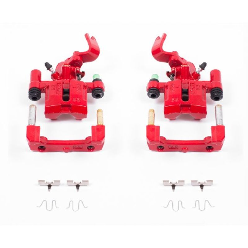 Power Stop Rear Red Calipers w/ Brackets Pair Mazda Miata 1990 - 1993 | S1377 - JDMuscleBrake Caliper Adapter BracketspsbS1377