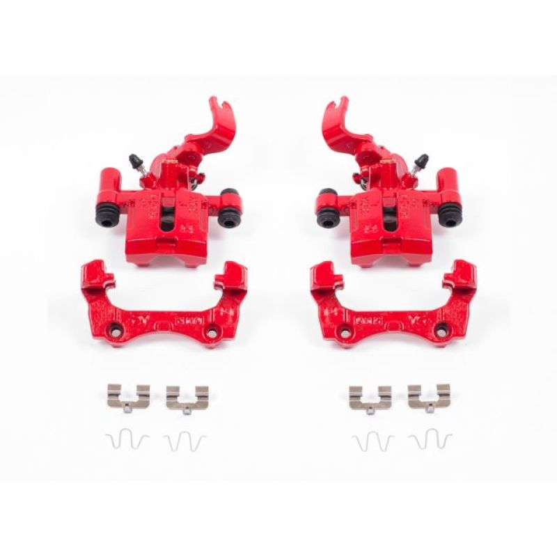 Power Stop Rear Red Calipers w/ Brackets Pair Mazda Miata 1994 - 2002 | S1377A - JDMuscleBrake Caliper Adapter BracketspsbS1377A