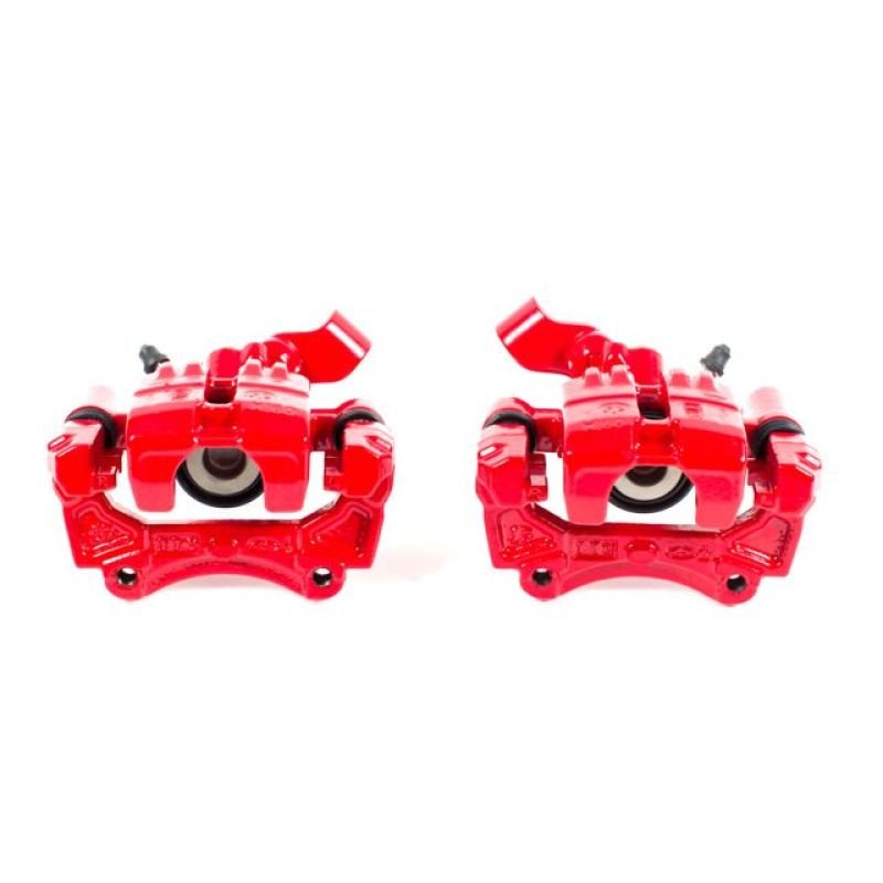 Power Stop Rear Red Calipers w/ Brackets Pair Mazda Miata 2001 - 2005 | S2738 - JDMuscleBrake Caliper Adapter BracketspsbS2738