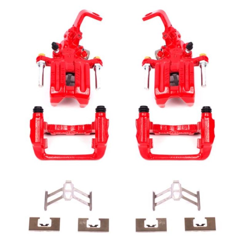 Power Stop Rear Red Calipers w/Brackets Pair Honda S2000 2000 - 2009 | S2730 - JDMuscleBrake Caliper Adapter BracketspsbS2730