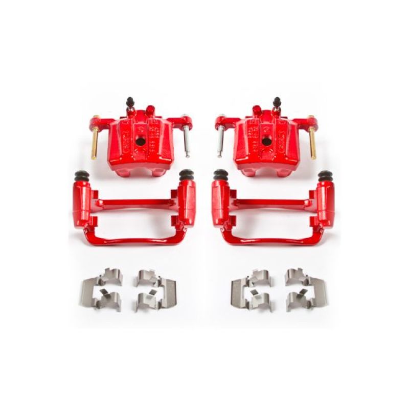 Power Stop Rear Red Calipers w/Brackets Pair Mitsubishi Eclipse 2006 - 2012 / Galant 2007 - 2009 | S3492 - JDMuscleBrake Caliper Adapter BracketspsbS3492