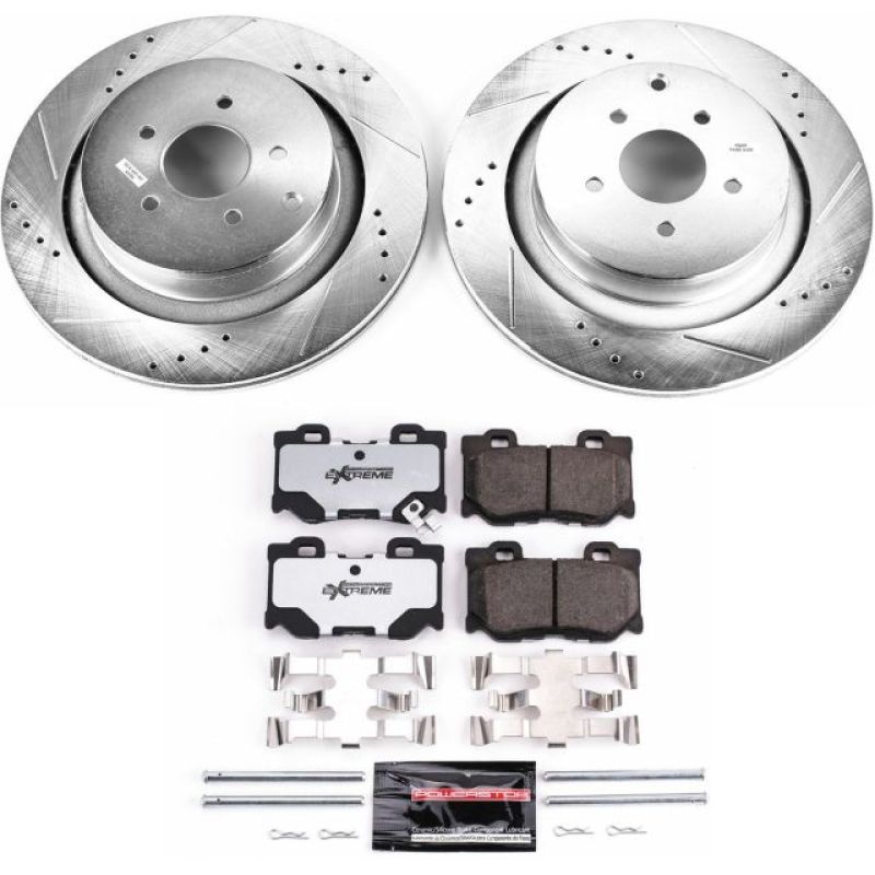 Power Stop Rear Z26 Street Warrior Brake Kit Infiniti FX50 2009 - 2013 / M37 2011 - 2013 / M56 2011 - 2013 / M35h 2013 / Q50 2014 - 2020 / Q60 2017 - 2020 / Q70 2014 - 2019 / Q70L 15 - 2019 / QX70 2014 | K5861 - 26 - JDMuscleBrake KitspsbK5861-26