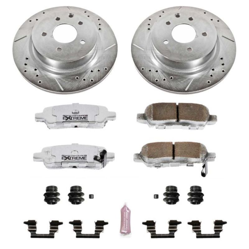 Power Stop Rear Z26 Street Warrior Brake Kit Infiniti G35 2005 - 2008 / M35 2006 - 2010 / M45 2007 - 2010 / EX35 2008 - 2012 / G25 2011 - 2012 / G37 2009 - 2013 / Q40 2015 / QX50 2014 - 2017 / Nissan 350Z 2006 - 2009 / 370Z 2009 - 2017 / Maxima 2009 - 2017 | K179 - 26 - JDMuscleBrake KitspsbK179-26