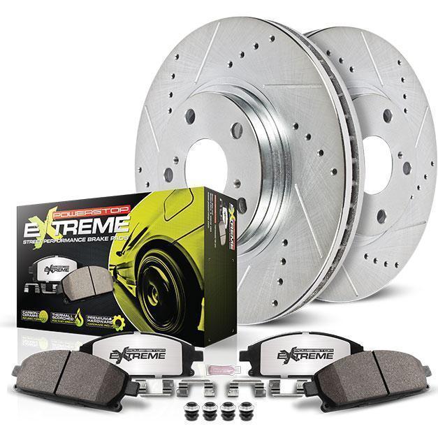 Power Stop Z26 Street Warrior Brake Kit - Front | 2006-2007 Subaru WRX (K2367-26)-psbK2367-26-K2367-26-Brake Kits-Power Stop-JDMuscle