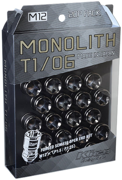 Project Kics 12 x 1.25 Glorious Black T1/06 Monolith Lug Nuts - 4 Pcs | WMN03GK4P - JDMuscleLug NutspjkWMN03GK4P