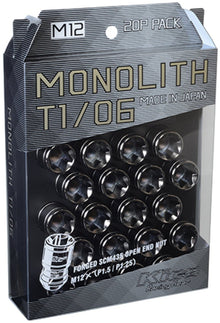 Project Kics 12 x 1.5 Glorious Black T1/06 Monolith Lug Nuts - 20 Pcs | WMN01GK - JDMuscleLug NutspjkWMN01GK