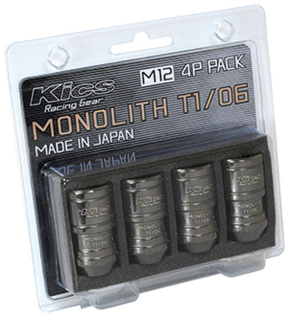 Project Kics 12 x 1.5 Glorious Black T1/06 Monolith Lug Nuts - 4 Pcs | WMN01GK4P - JDMuscleLug NutspjkWMN01GK4P