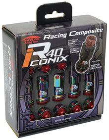 Project Kics 12X1.25 Neo Chrome R40 Iconix Lock & Lug Nuts - 16+4 | Black Cap | WRIA13NK - JDMuscleLug NutspjkWRIA13NK