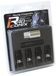Project Kics 12X1.25 R40 Iconix Black Lug Nut Lock Set - 4 | WYIF43KK - JDMuscleLug NutspjkWYIF43KK