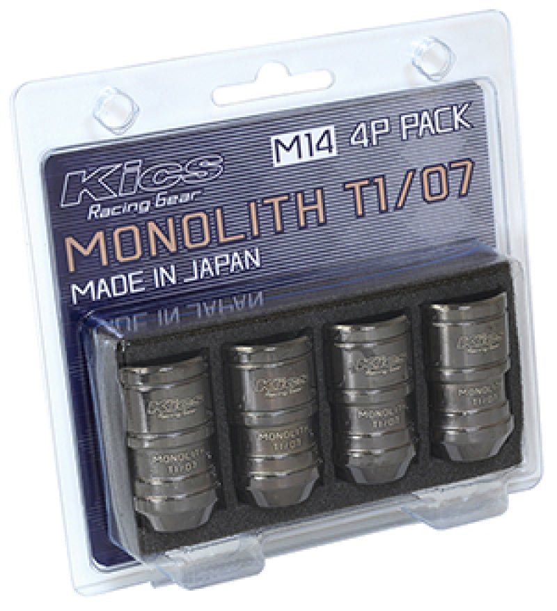 Project Kics 14 x 1.5 Glorious Black T1/07 Monolith Lug Nuts - 4 Pcs | WMN04GK4P - JDMuscleLug NutspjkWMN04GK4P