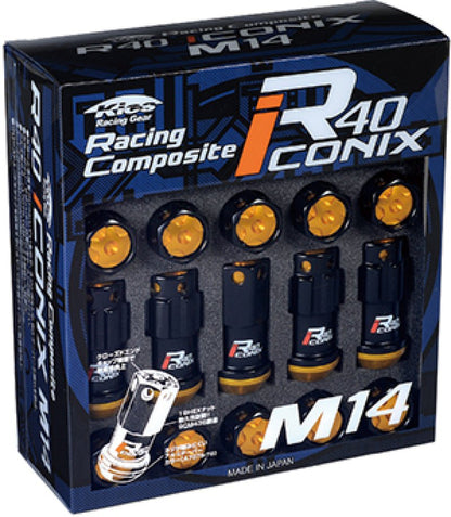 Project Kics 14x1.50 R40 Iconix Lock & Lug Nuts - Black w/Blue Cap | 16+4 Locks | WRIA14KU - JDMuscleLug NutspjkWRIA14KU