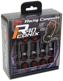 Project Kics 16+4 locks Black R40 Iconix W/ Plastic Cap | Black - 12X1.25 | WRIF13KK - JDMuscleLug NutspjkWRIF13KK