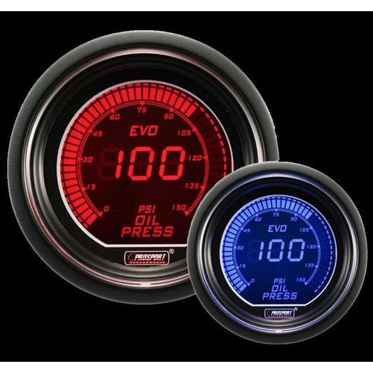 Prosport Evo Electrical Oil Pressure Gauge - Red/Blue - Universal-PSR-216EVOEOP.PSI-PSR-216EVOEOP.PSI-Pressure Gauges-Prosport-JDMuscle