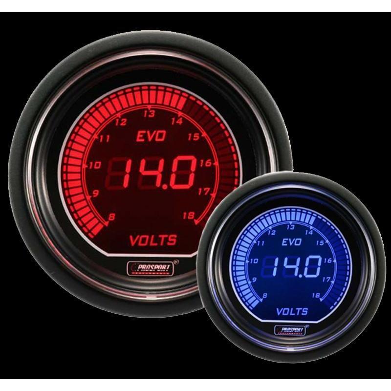 Prosport Evo Electrical Volt Gauge - Red/Blue - Universal-PSR-216EVOVO-PSR-216EVOVO-Volt Gauges-Prosport-JDMuscle