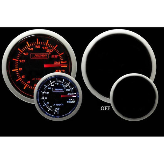 Prosport Performance Series 52mm Electrical Exhaust Gas Temperature Gauge - Amber / White - Universal-PSR-216BFWAEGT270.F-PSR-216BFWAEGT270.F-Temperature Gauges-Prosport-JDMuscle