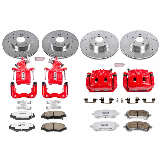 Power Stop 98-02 Subaru Forester Front & Rear Z26 Street Warrior Brake Kit w/Calipers | KC1122-26