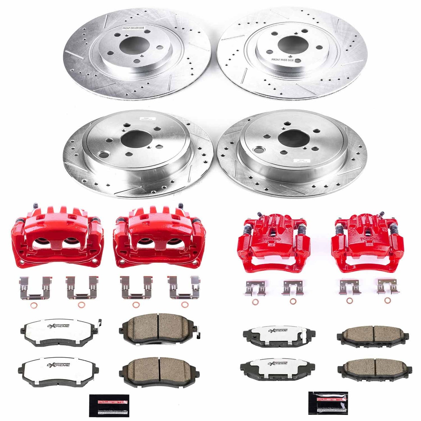 Power Stop 10-12 Subaru Legacy Front & Rear Z26 Street Warrior Brake Kit w/Calipers | KC4077A-26