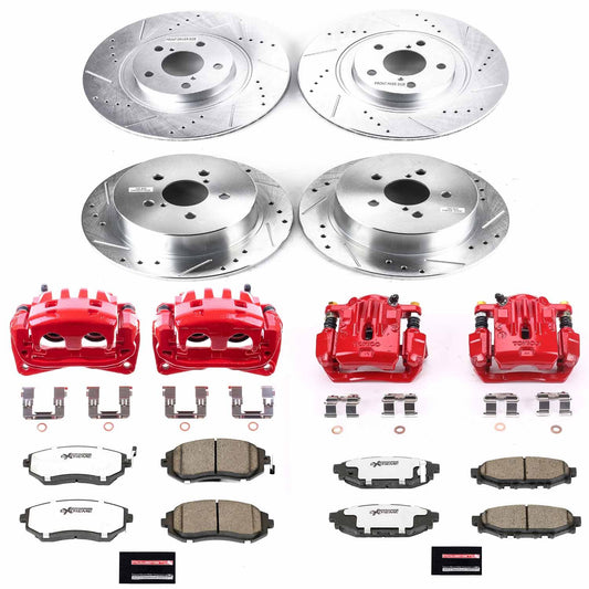 Power Stop 06-09 Subaru Legacy Front & Rear Z26 Street Warrior Brake Kit w/Calipers | KC4079-26