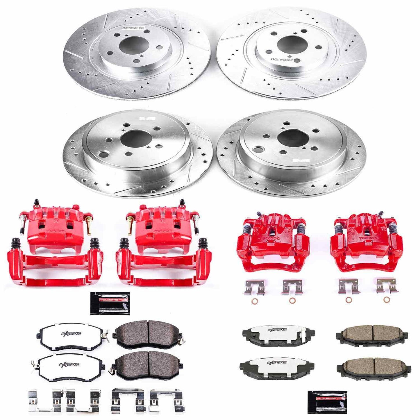 Power Stop 13-14 Subaru Legacy Front & Rear Z26 Street Warrior Brake Kit w/Calipers | KC6083A-26