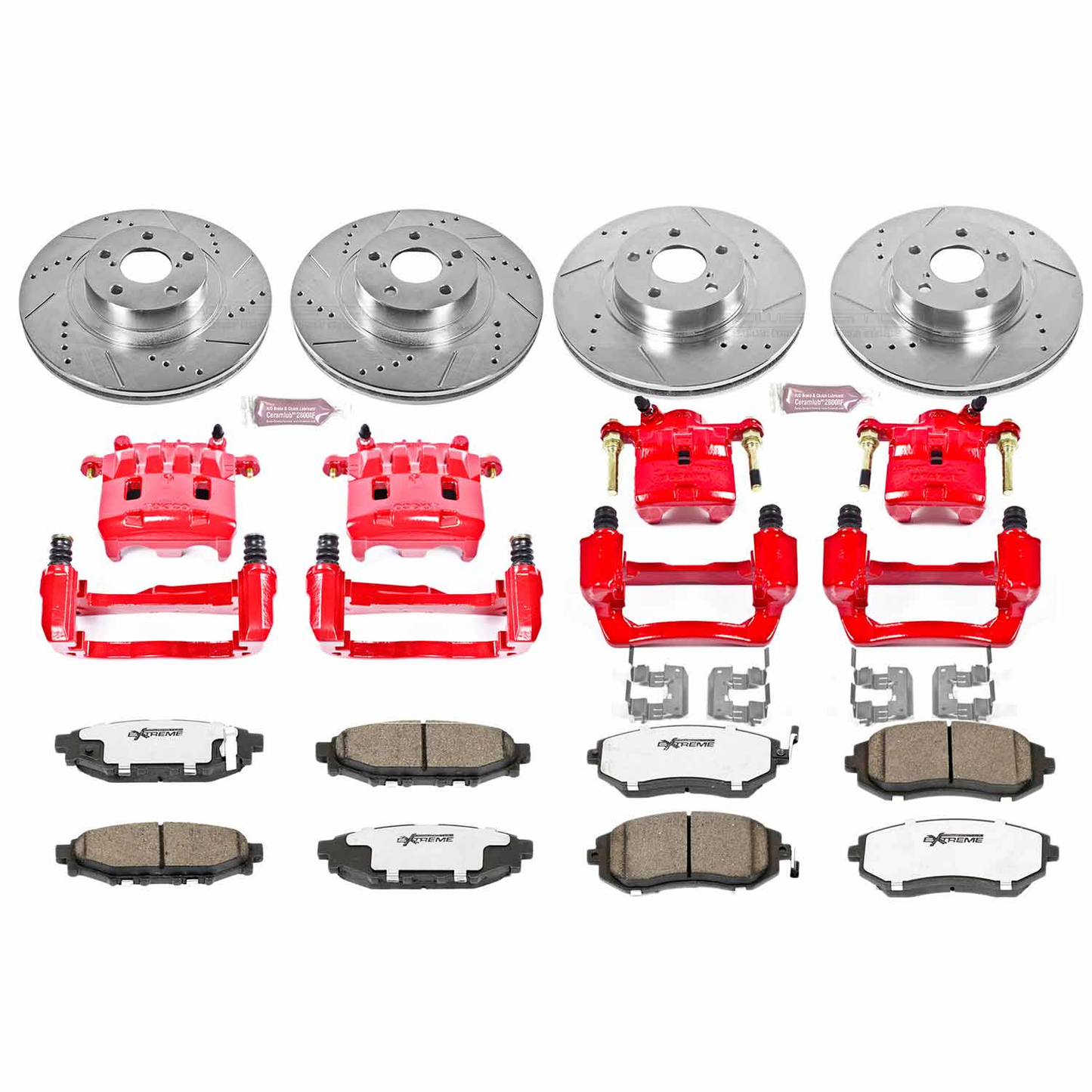 Power Stop 08-10 Subaru Impreza Front & Rear Z26 Street Warrior Brake Kit w/Calipers | KC6110-26