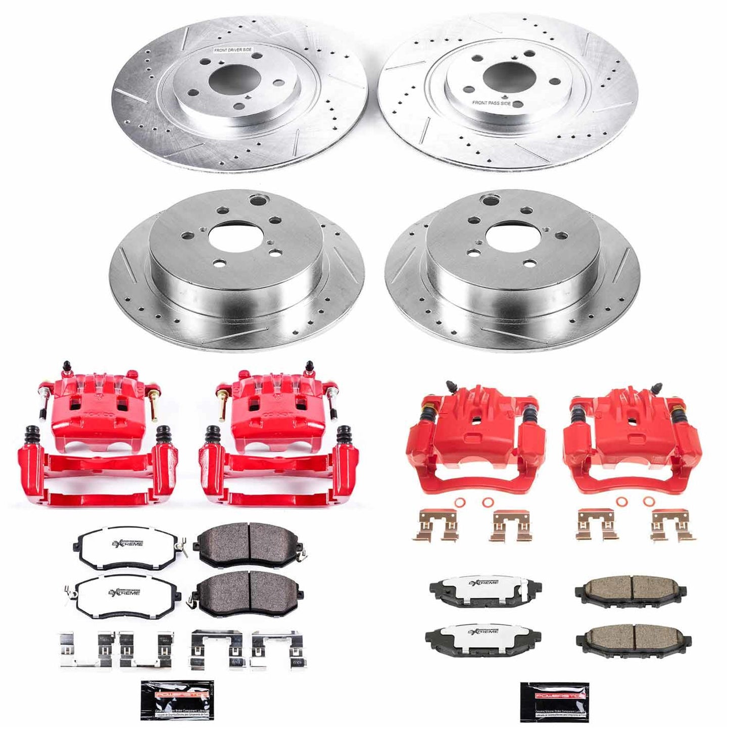 Power Stop Front & Rear Z26 Street Warrior Brake Kit w/Calipers Subaru Crosstrek 2016-2017 / Forester 2014-2018 | KC6762-26