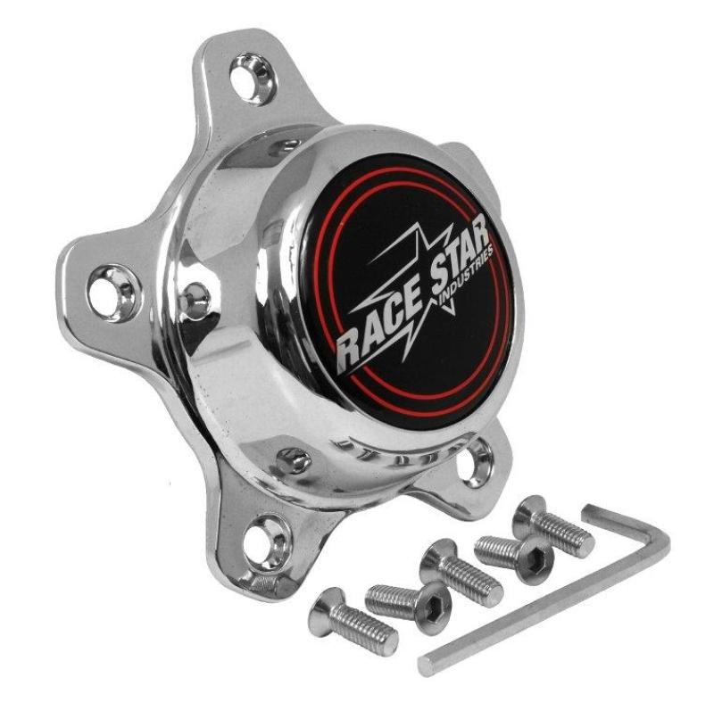 Race Star 5 Lug Cap Short Plastic Chrome | incl. Medallion & Screws | 615 - 5096 - 1 - JDMuscleCenter Capsrst615-5096-1