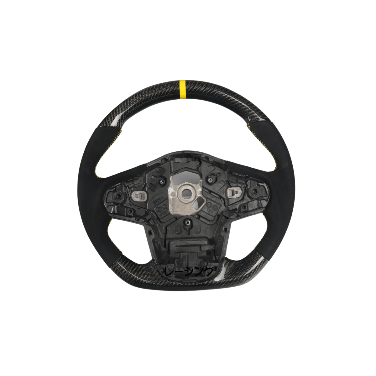 Racing Art [20+ A90 Supra MKV] Carbon Fiber Steering Wheel *Clearance* - JDMuscleSteering WheelsRA-SUP-STR4Carbon+Suede+Yellow Ring